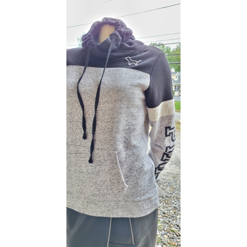 Pink Victoria's Secret Sweatshirt Hoodie, Long Sleeves, Gray/Black, XS - Picture 11 of 11